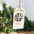 Charger l'image dans la visionneuse de la galerie, Etiquette chaussette de Noël en bois ❄️ FLOCON ❄️